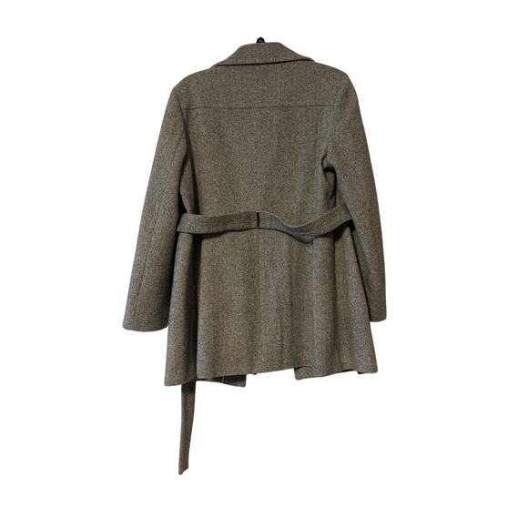 Calvin Klein NWOT Wool Blend Double Breasted Gray Snap Tie Front Coat Women’s 12 - Picture 2 of 7